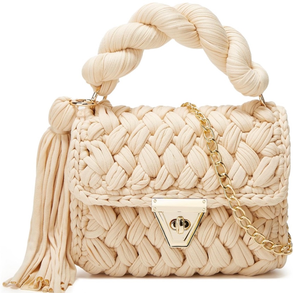 Tote Purse Crossbody Bag: Chunky Yarn Knit Shoulder Bag Crochet Handbag